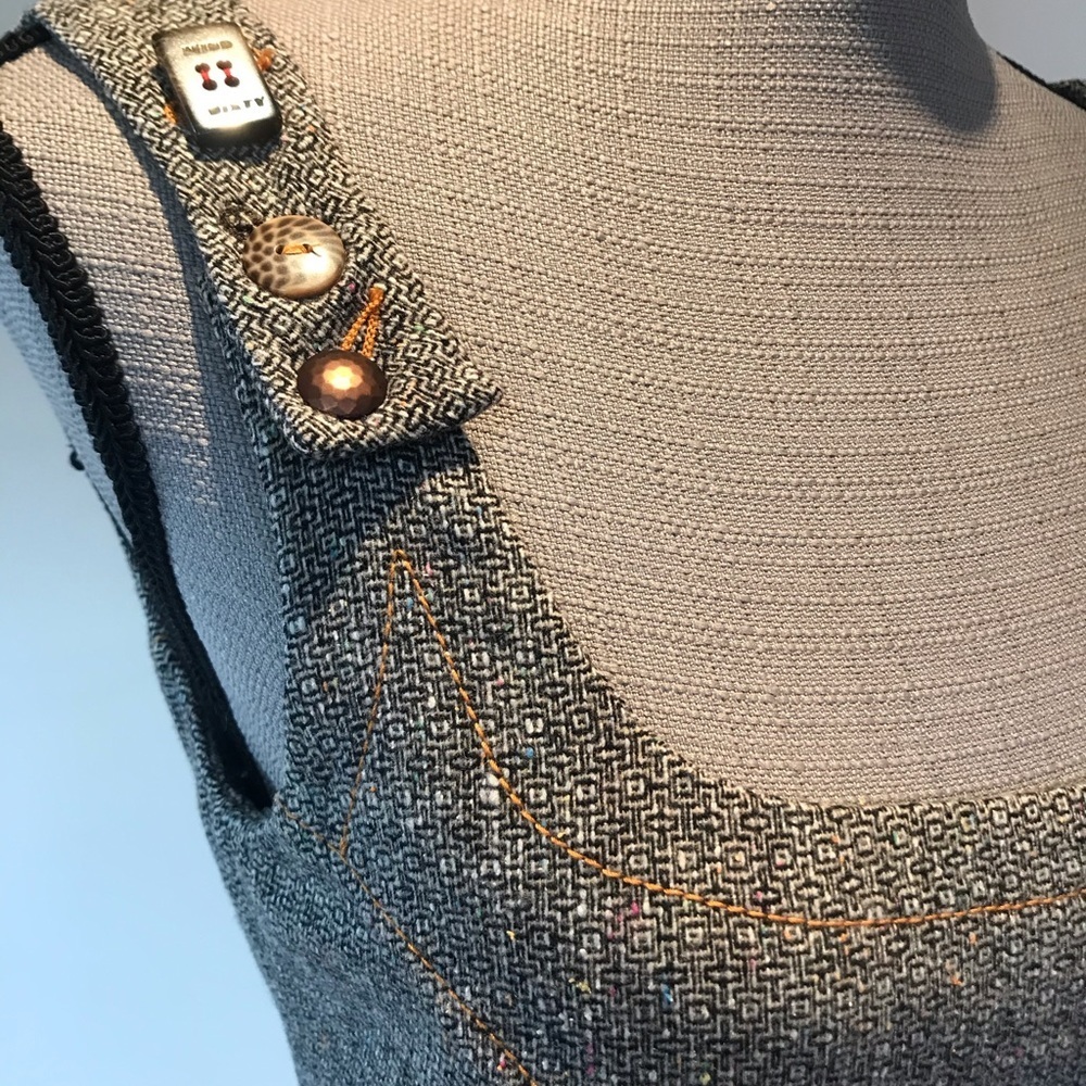 Miss Sixty Tweed Wool Pencil Dress size M with fluted hem & asymmetric buttons